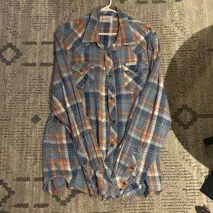 light blue and tan true religion flannel